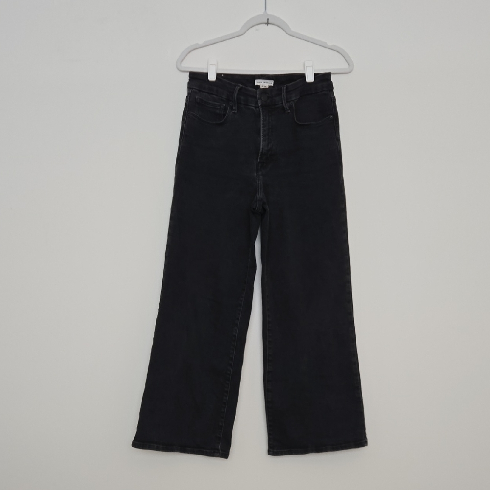 Good American Black Wide Leg High Rise Clasic Denim Jeans Minimalist Normcore 6